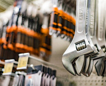 Tools put up for sale in a hardware store